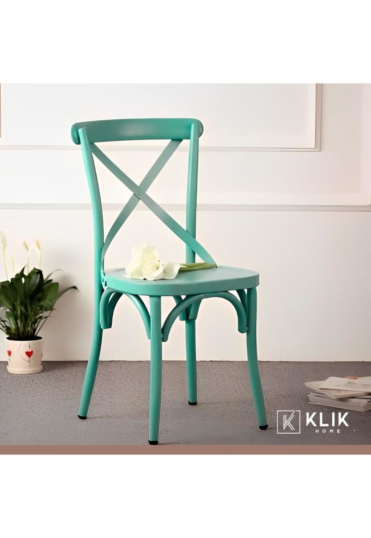 Pack 4 Sillas de Terraza o Comedor Crossback Danubio - Menta-7