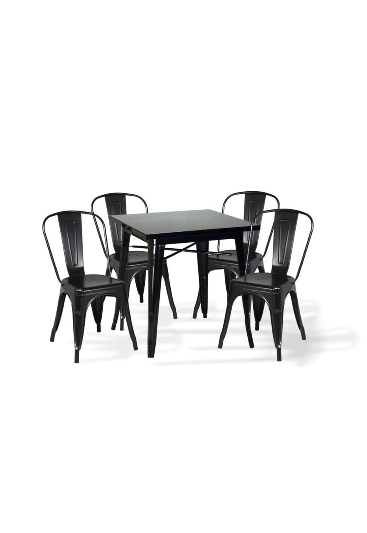 Comedor Mesa Tolix 80x80cm + 4 sillas Tolix Negras-0
