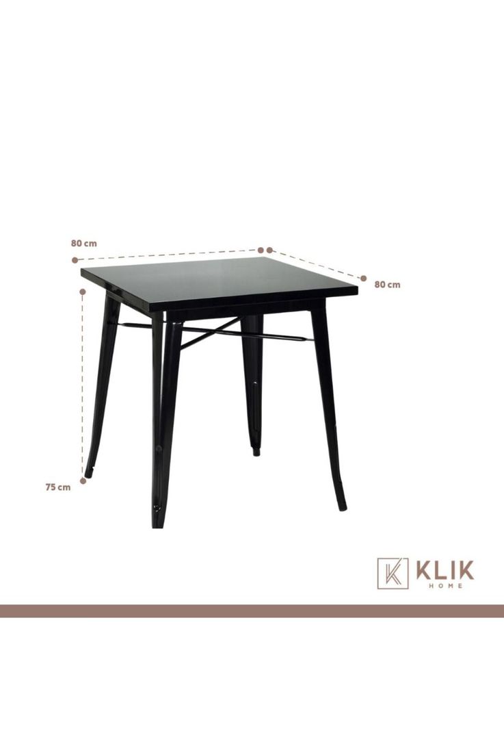 Comedor Mesa Tolix 80x80cm + 4 sillas Tolix Negras-4