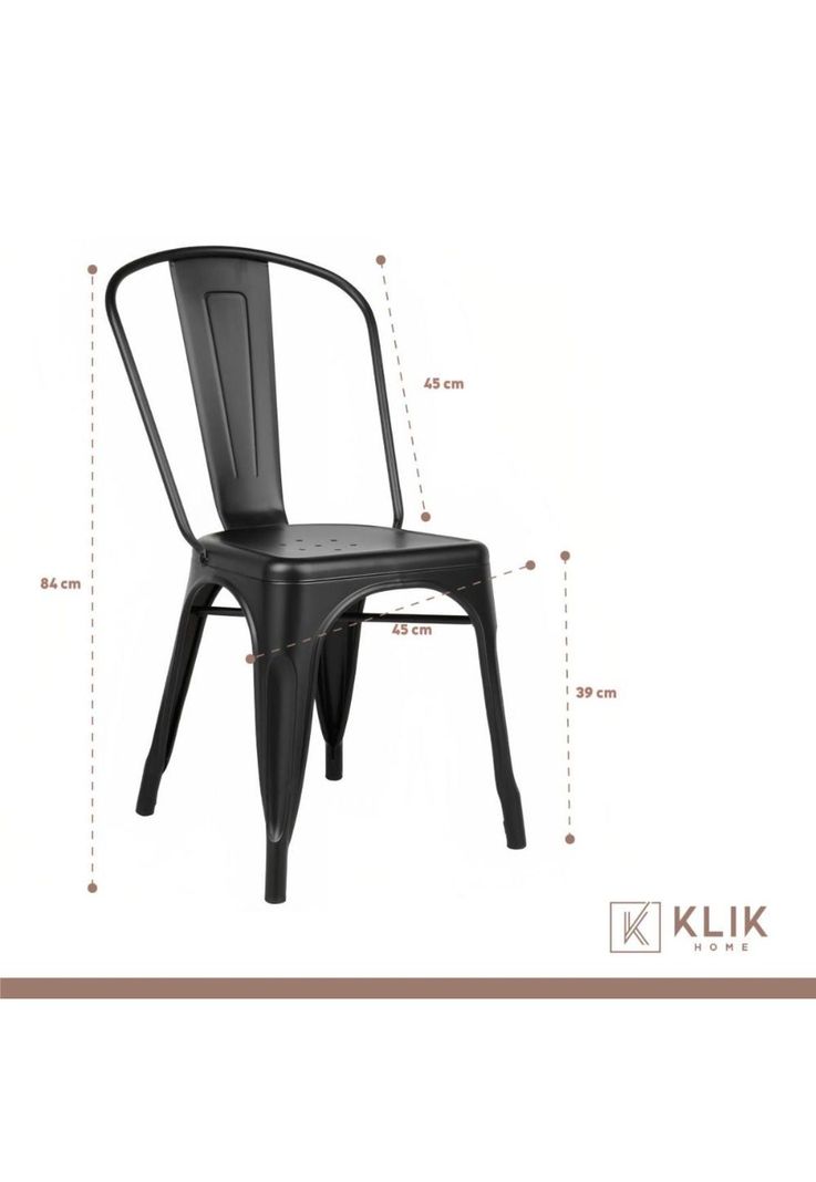 Comedor Mesa Tolix 80x80cm + 4 sillas Tolix Negras-5