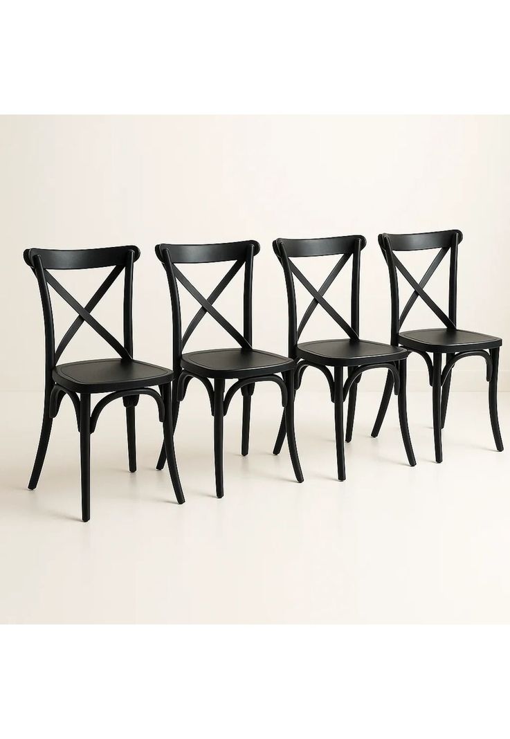 Pack 4 Sillas de Terraza o Comedor Crossback Danubio - Negra Negro