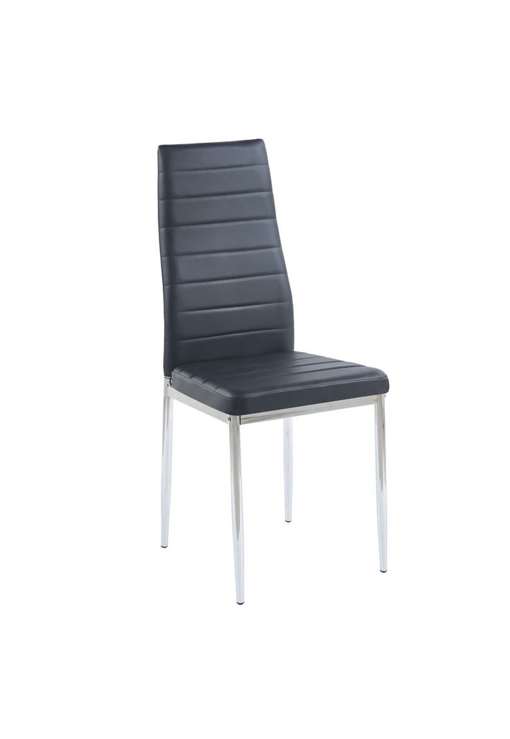 Silla Dining Acolchada Liana con patas cromadas - Negra-0