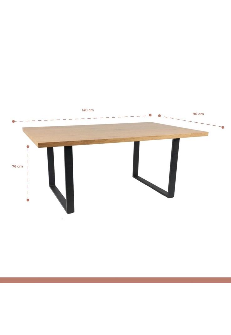 Comedor Industrial 140x90 Madera Clara + 6 sillas Tolix Negras con asiento de madera Clara-4