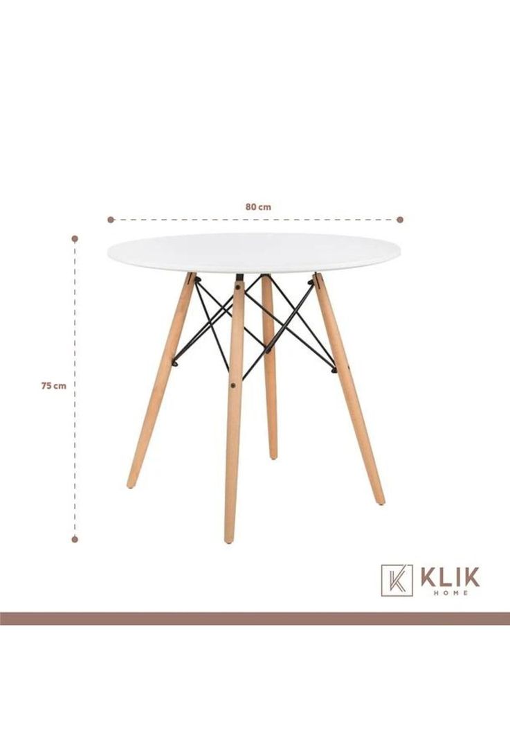 Comedor Mesa Eames Redonda Blanca 80cm + 4 Sillas Eames transparentes-4