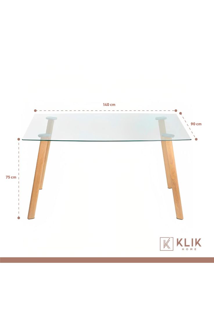 Comedor Mesa de Vidrio Nórdica 140x90 cm + 6 Sillas Tulip Negras-5