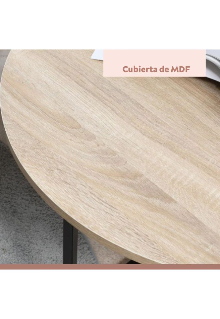 Pack de 2 mesas de centro redondas - Madera Clara-4