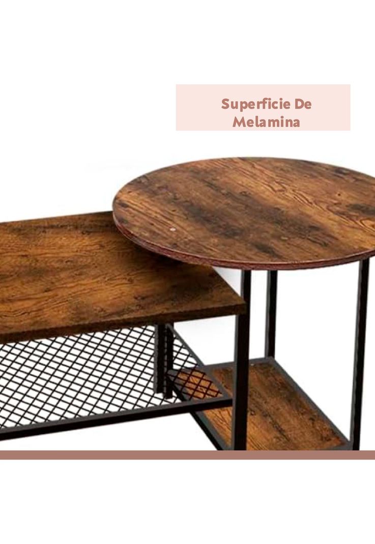 Set de Mesas de Centro Industrial en MDF - Diseño Dúo Modular-4