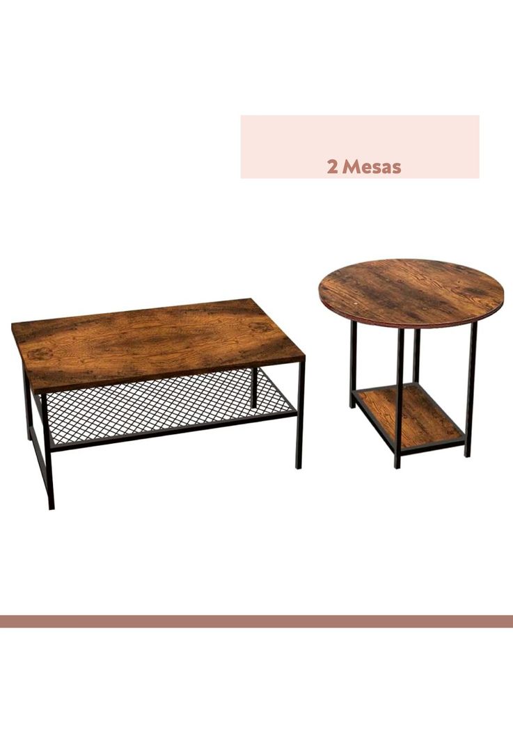 Set de Mesas de Centro Industrial en MDF - Diseño Dúo Modular-5
