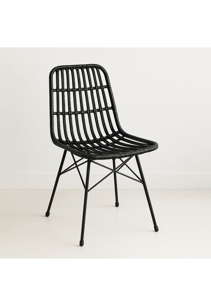Silla de Comedor Terraza Rattan Grecia Color Negro-0