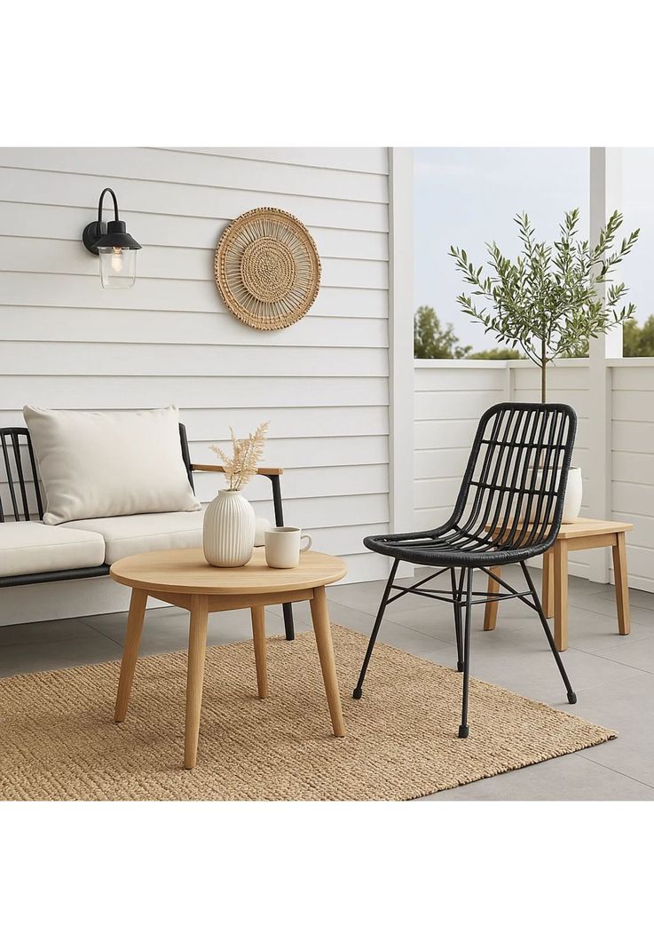 Silla de Comedor Terraza Rattan Grecia Color Negro-2