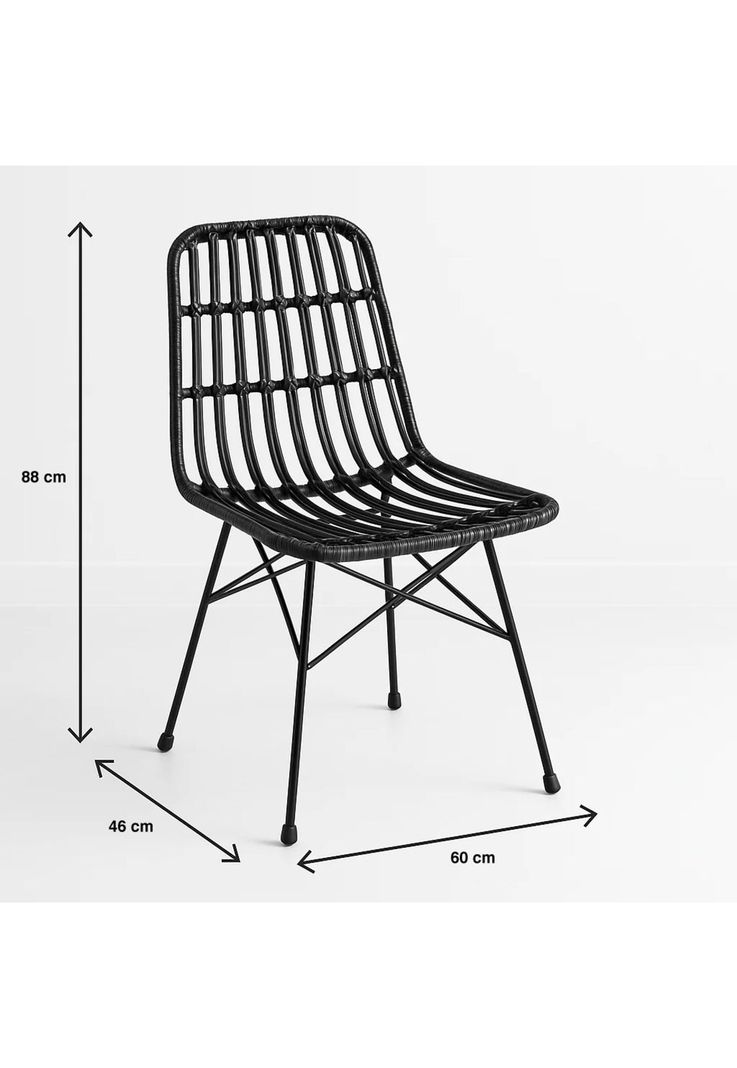 Silla de Comedor Terraza Rattan Grecia Color Negro-3