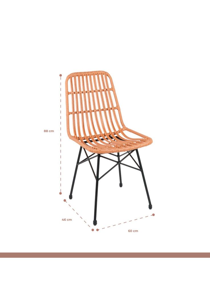 Pack de 4 Sillas de Comedor Terraza Rattan Grecia Color Madera-3