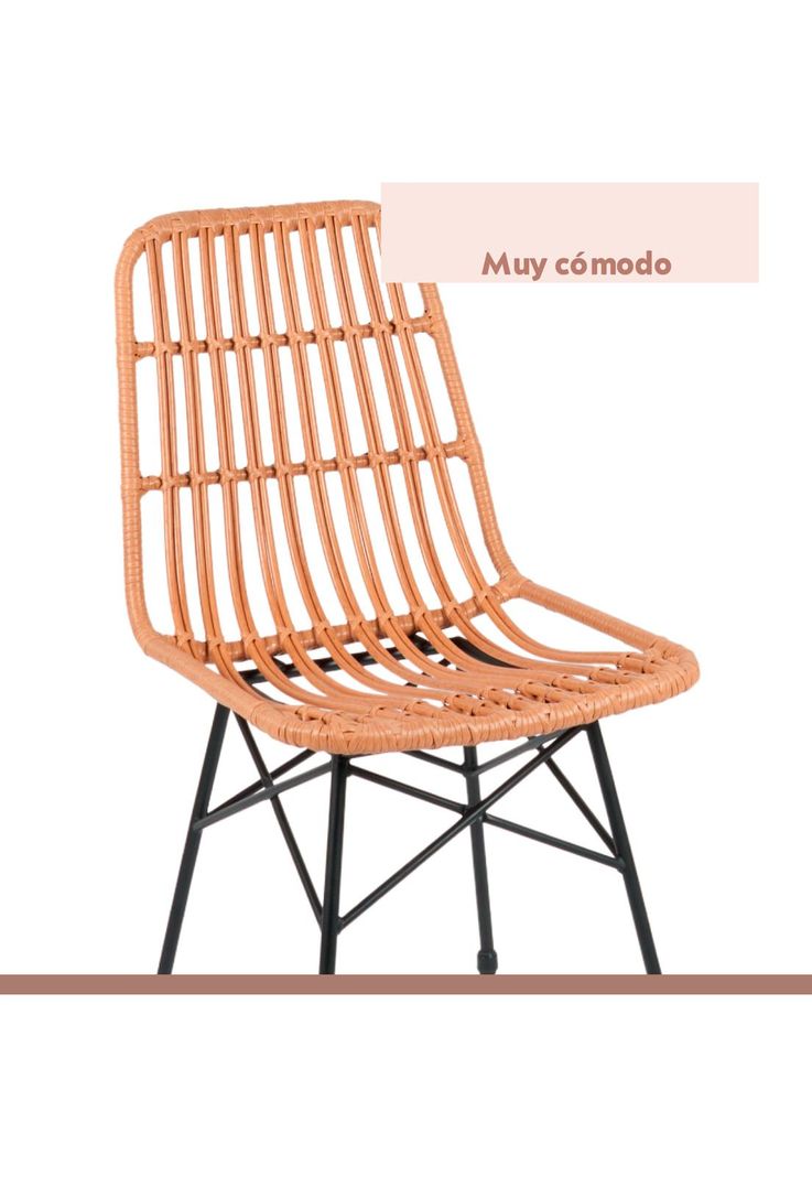 Pack de 4 Sillas de Comedor Terraza Rattan Grecia Color Madera-6
