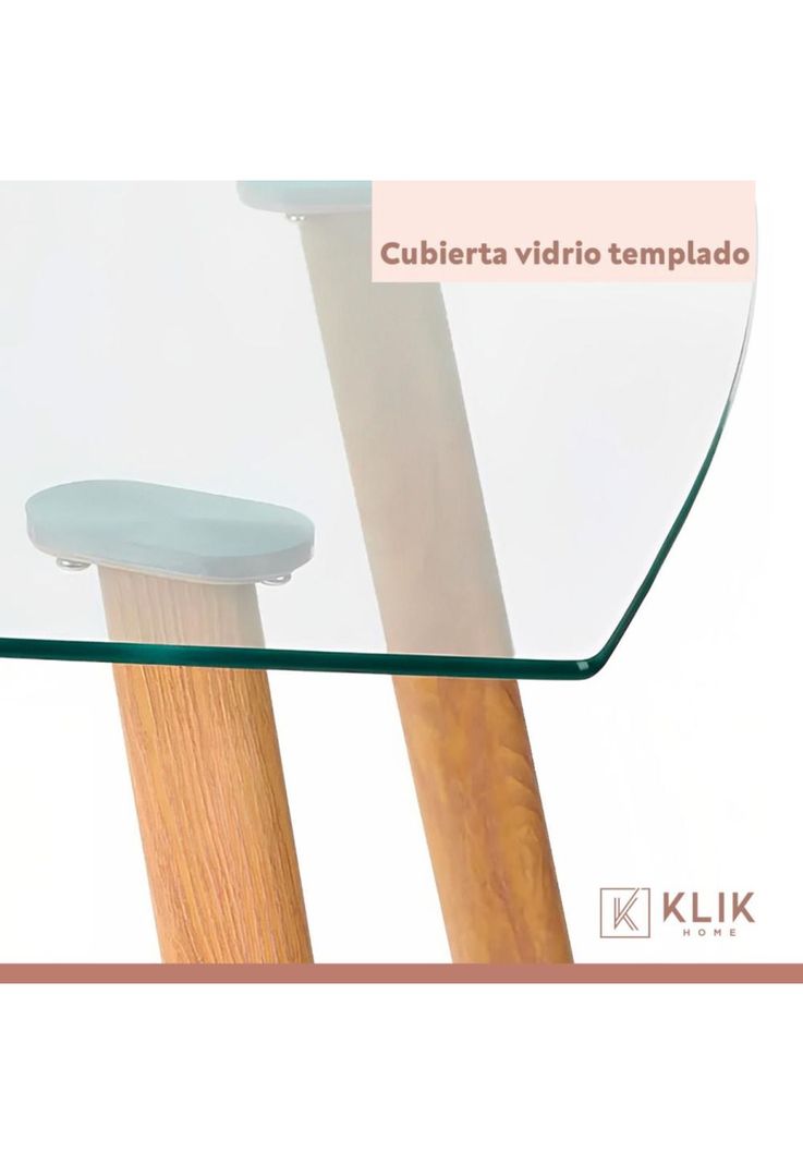 Comedor Mesa de Vidrio Nórdica 140x90 cm + 6 Sillas Tulip Blancas-7