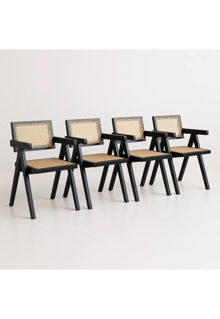 Pack de 4 sillas Chandigarh de madera - Negras Negro
