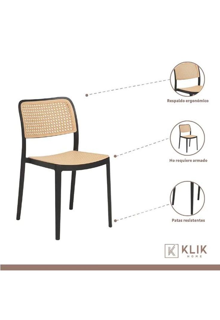 Mesa restaurant 70x70 Tubo Metal cubierta MDF + 4 Sillas Hoffman Enrejada - Negra-3