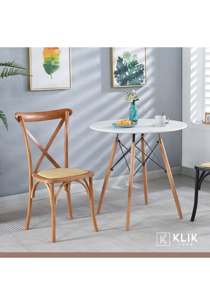 Pack de 4 Sillas Crossback Madera Rattan Natural-1