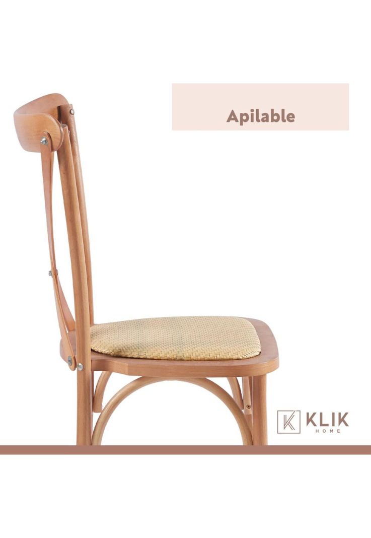 Pack de 4 Sillas Crossback Madera Rattan Natural-6