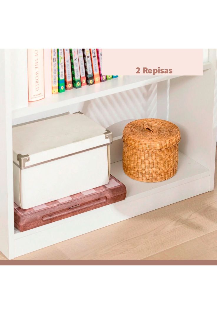 Escritorio Multifuncional Blanco - Compacto con Estanterías-6
