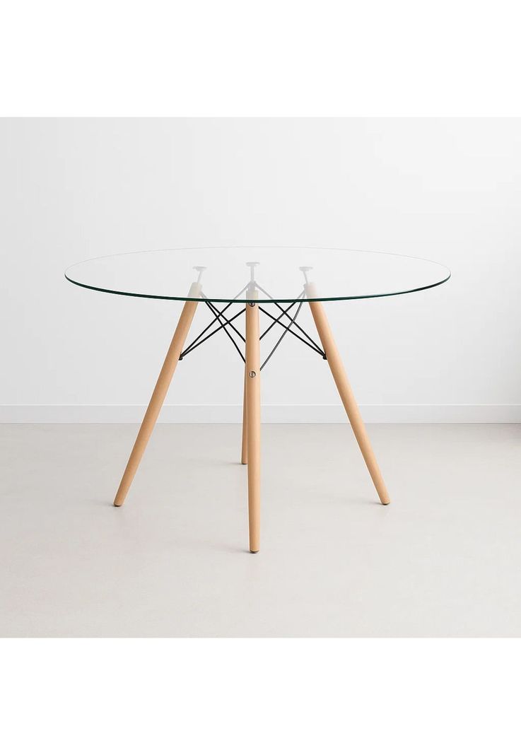 Mesa de Comedor Eames 100cm redonda vidrio-0