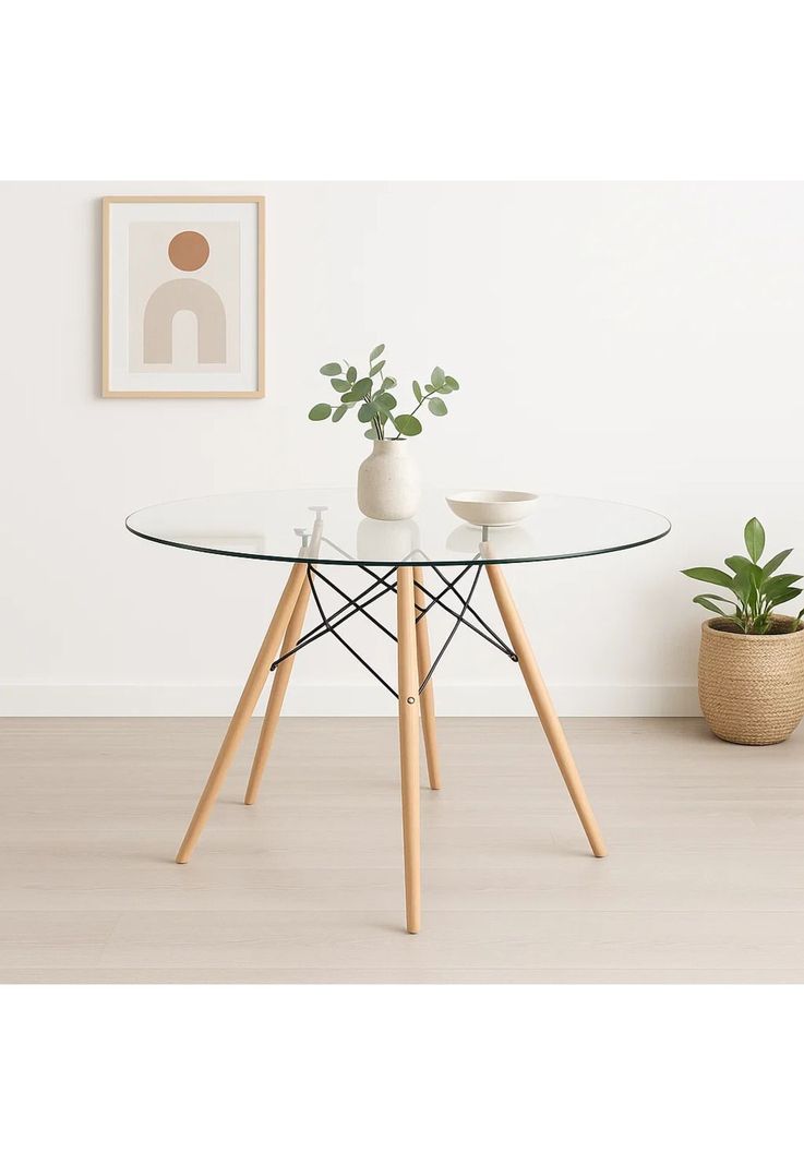 Mesa de Comedor Eames 100cm redonda vidrio-1