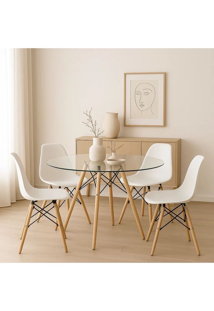 Mesa de Comedor Eames 100cm redonda vidrio-2