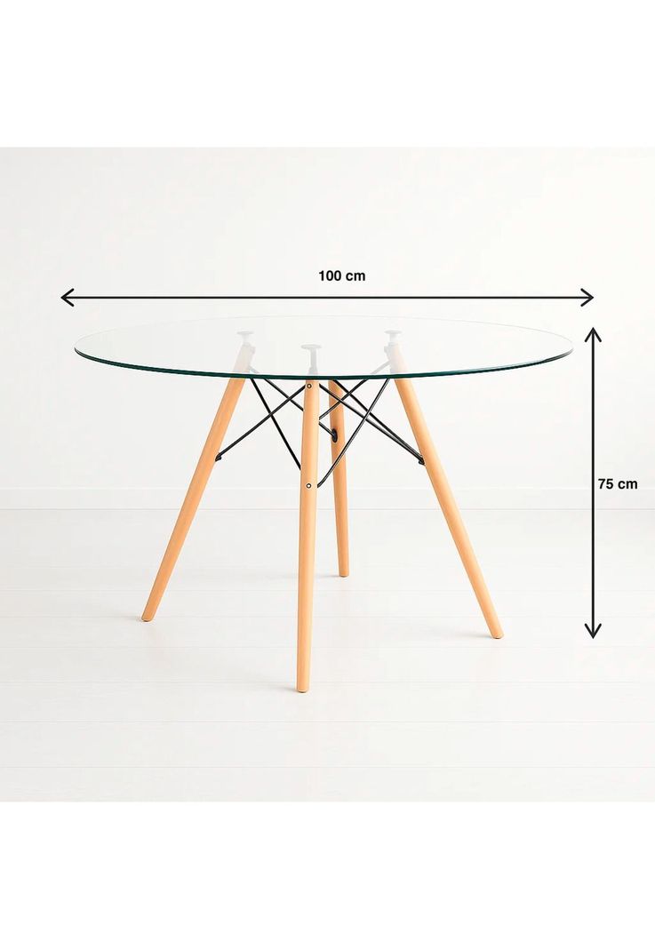 Mesa de Comedor Eames 100cm redonda vidrio-3