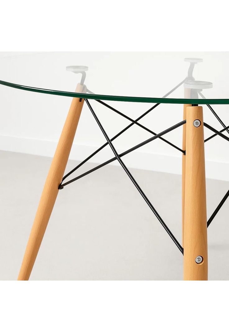 Mesa de Comedor Eames 100cm redonda vidrio-5