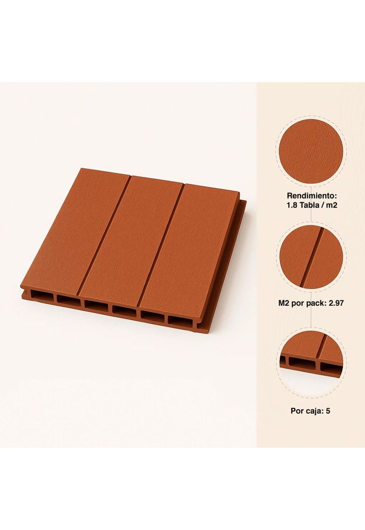 Pack de 5 Revestimientos Siding WPC exterior Color Madera-4