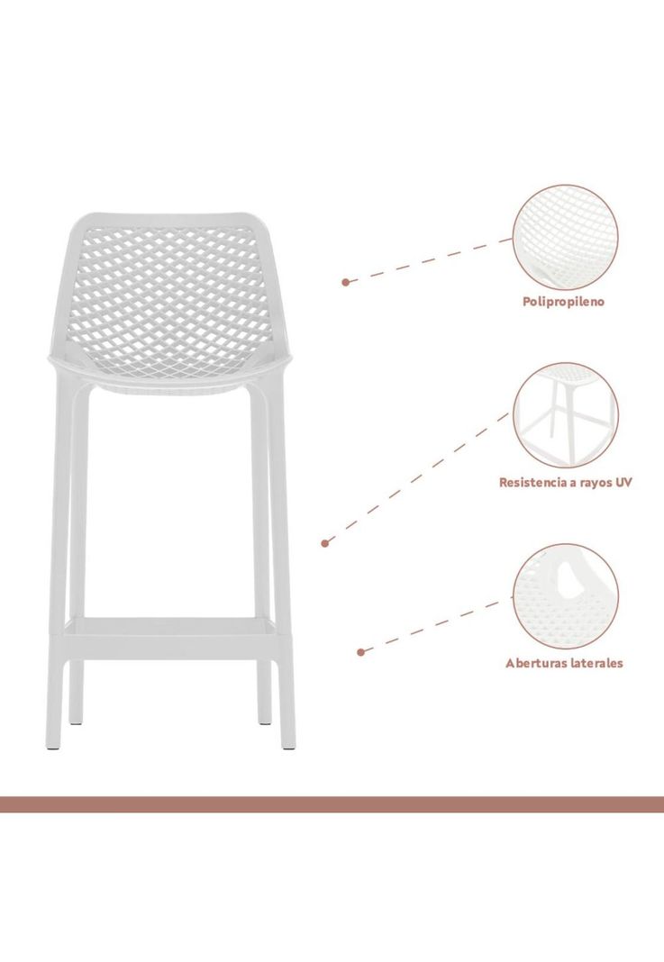 Pack de 4 Taburetes Piso de Bar Terraza Exterior Air Berlín-2