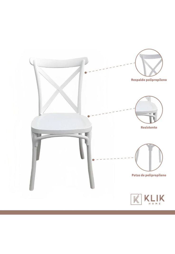 Comedor Eames 80cm redonda Blanca + 4 Sillas Crossback Danubio Blancas-2