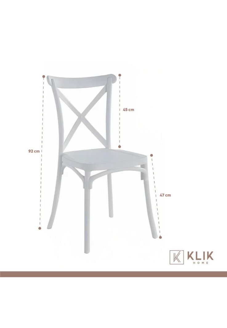 Comedor Eames 80cm redonda Blanca + 4 Sillas Crossback Danubio Blancas-4