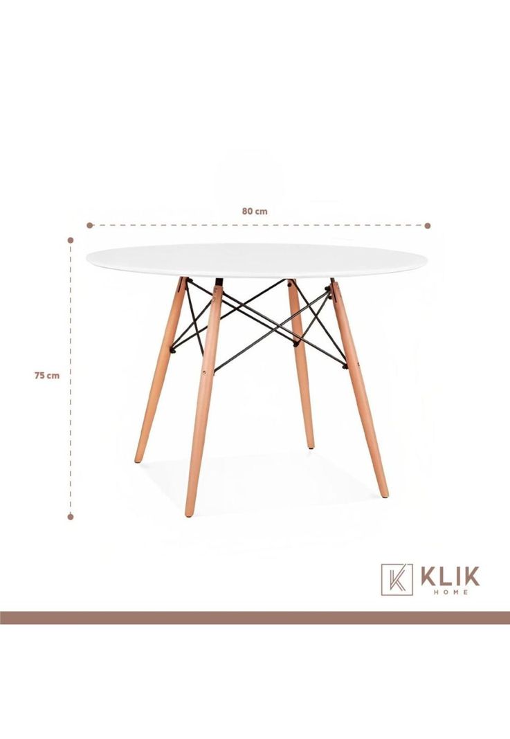 Comedor Eames 80cm redonda Blanca + 4 Sillas Crossback Danubio Blancas-5