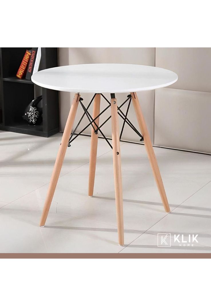 Comedor Eames 80cm redonda Blanca + 4 Sillas Crossback Danubio Blancas-7