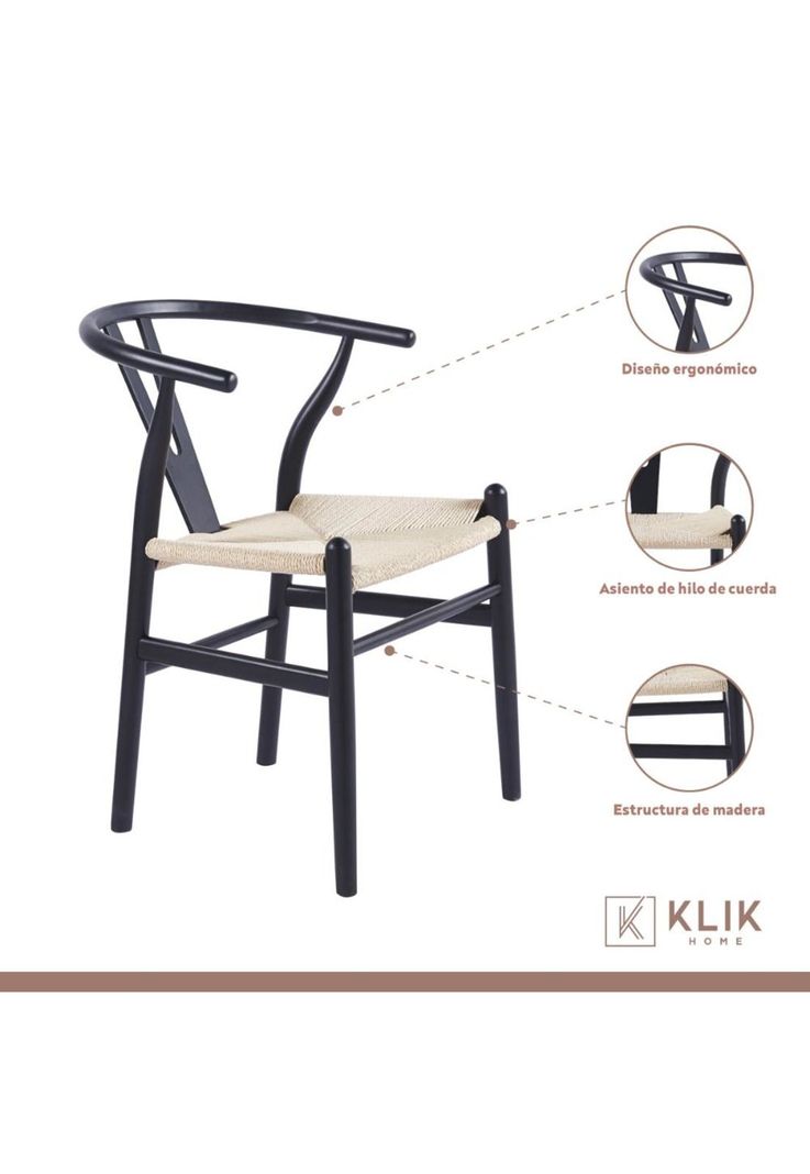 Pack 2 Sillas Wishbone Madera - Negra-2