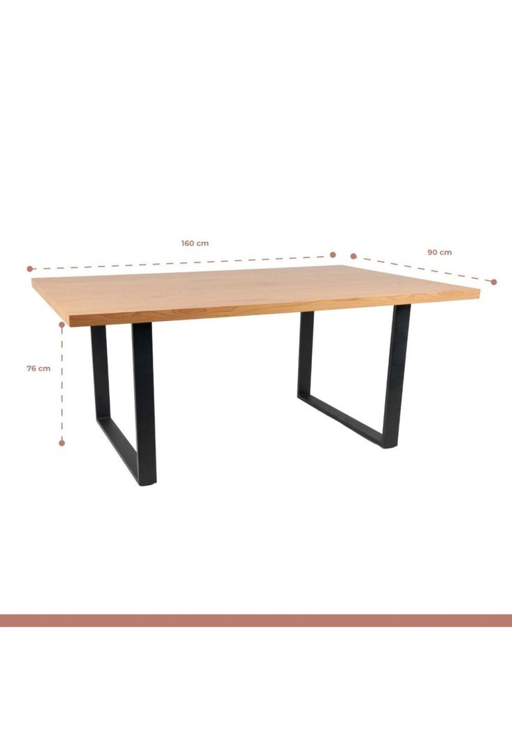 Comedor Estilo Industrial 160x90 Madera Clara + 6 sillas Tolix Negras con asiento de madera Clara-4