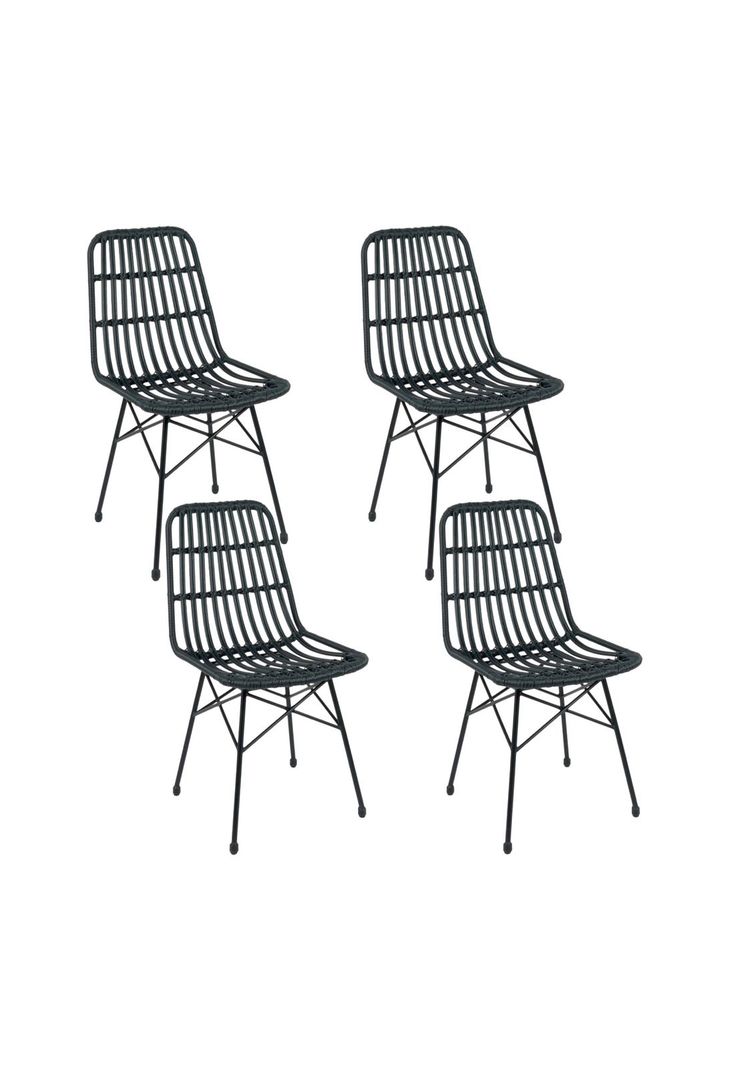 Pack de 4 Sillas de Comedor Terraza Rattan Grecia Color Negro-0