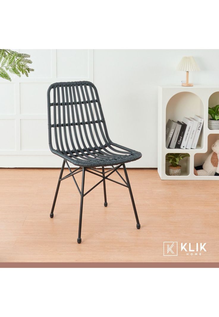 Pack de 4 Sillas de Comedor Terraza Rattan Grecia Color Negro-1