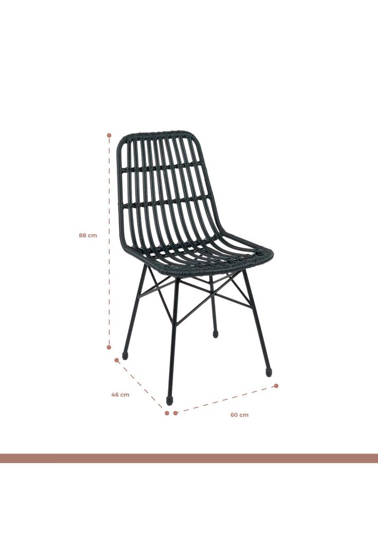 Pack de 4 Sillas de Comedor Terraza Rattan Grecia Color Negro-3