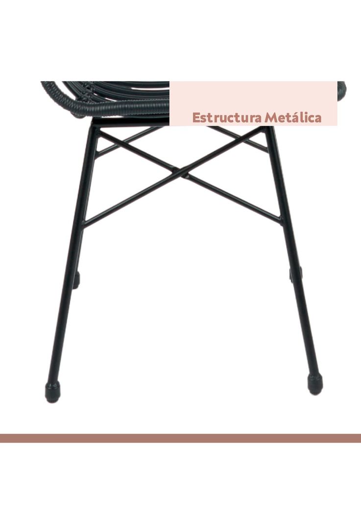 Pack de 4 Sillas de Comedor Terraza Rattan Grecia Color Negro-4