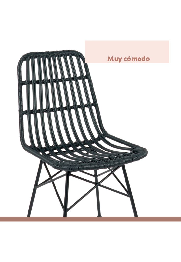 Pack de 4 Sillas de Comedor Terraza Rattan Grecia Color Negro-6