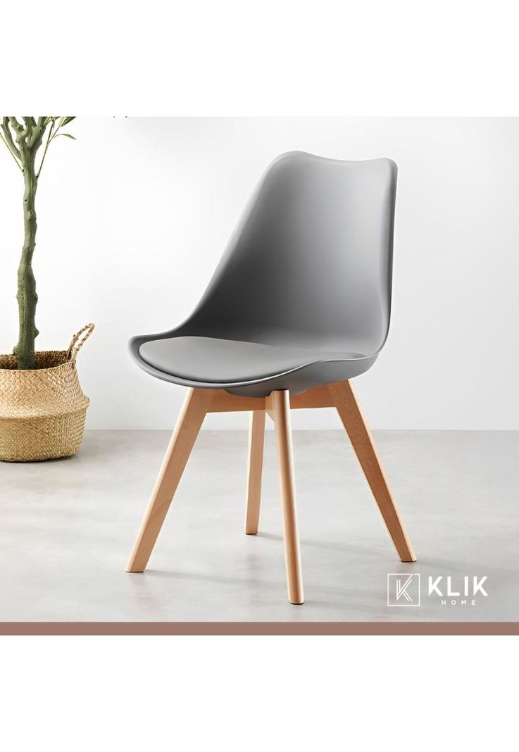 Comedor redondo de vidrio Cross 120cm + 5 Silla Tulip Acolchada - Gris-1