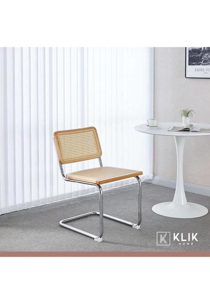 Comedor Mesa redonda de vidrio Cross 120cm + 5 Sillas Breuer madera-7