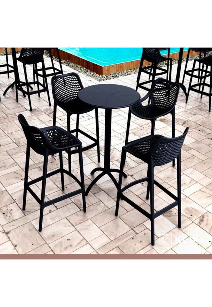 Taburete Piso de Bar Terraza Exterior Air Berlín - Negro-7