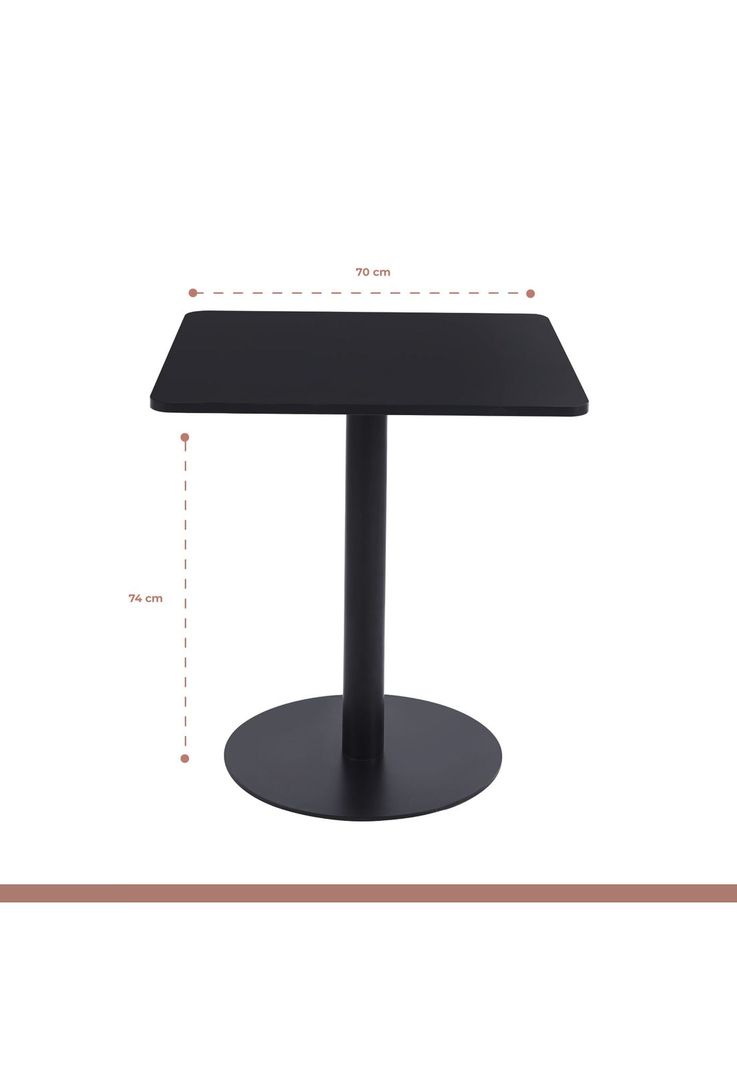 Mesa restaurant 70x70 Tubo Metal cubierta MDF + 4 Sillas Crossback Danubio - Negra-5