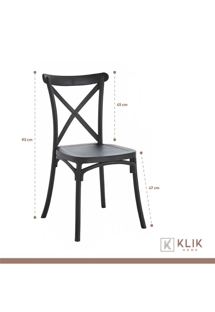 Mesa restaurant 70x70 Tubo Metal cubierta MDF + 4 Sillas Crossback Danubio - Negra-4