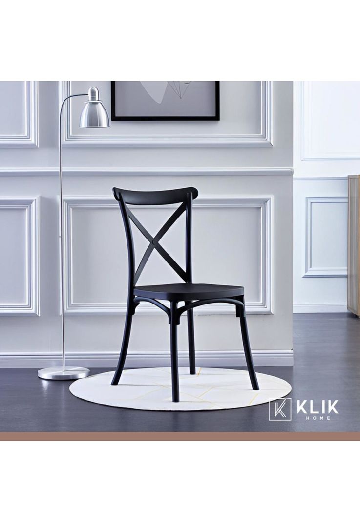 Mesa restaurant 70x70 Tubo Metal cubierta MDF + 4 Sillas Crossback Danubio - Negra-7