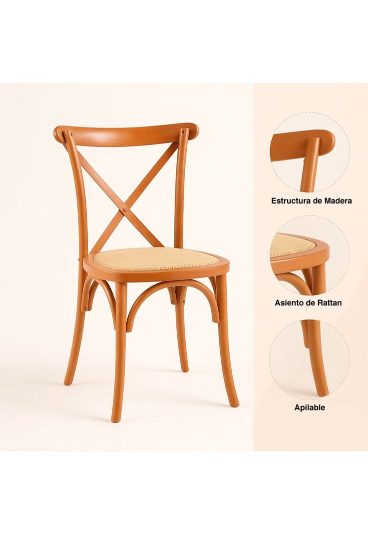 Silla Crossback Madera Rattan Natural-4