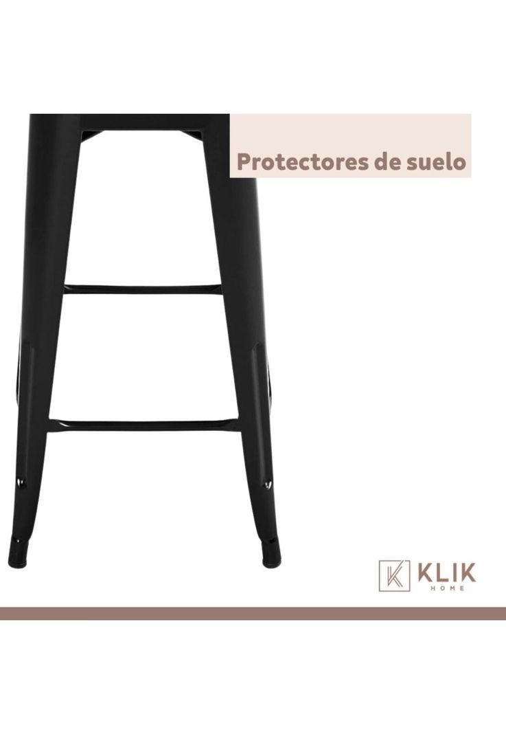 Taburete Tolix Negro Alto con Respaldo para bar o terraza - Asiento de Madera Oscura Walnut-5