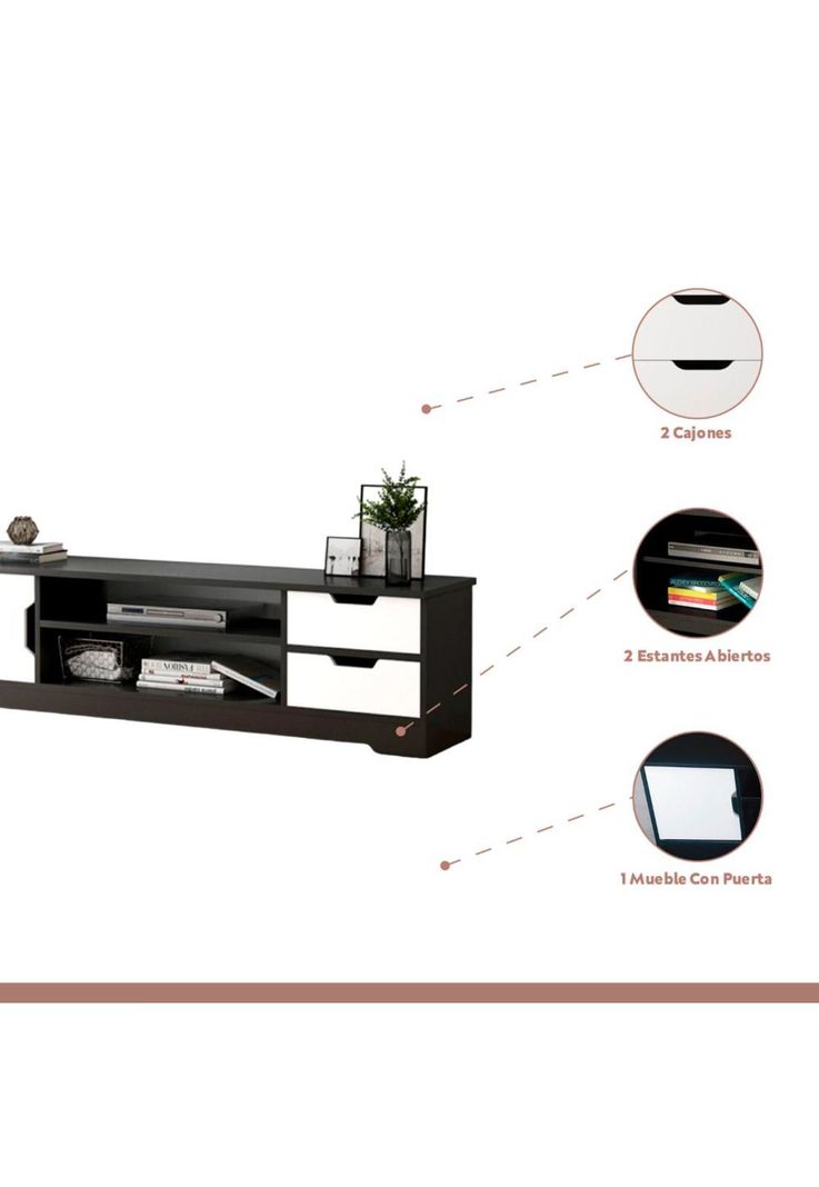 Rack de TV o Buffet con Cajones Night Black-2